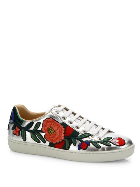 gucci flowers sneakers|gucci embroidered ace sneakers.